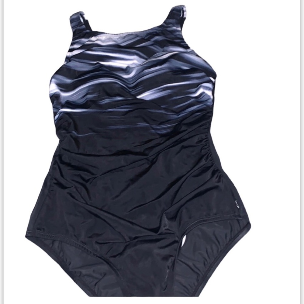 NWOT Reebok one piece two tone snitched waist swimsuit size 8